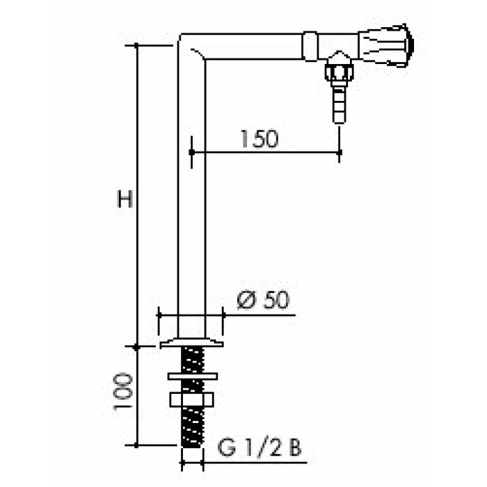 TOF 1000/355 - Laboratory pillar tap for water, discharge down