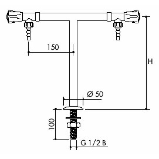 [54 -125225-SA-clinical] TOF 1000/365 - Laboratory Pillar T tap for water discharge down