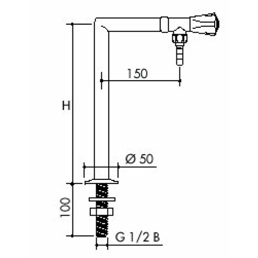 [67 -125225-SA-clinical] TOF 1000/355 - Laboratory pillar tap for water, discharge down
