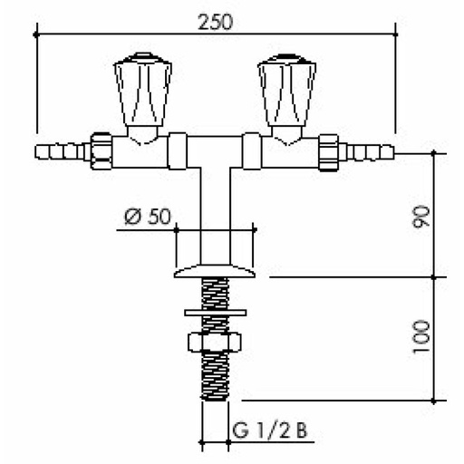 [79 -125225-SA-clinical] TOF 1000/250 - Laboratory stand T tap, double direct discharge